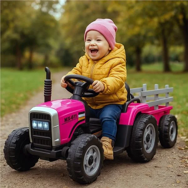 Elektrický traktor Baby Mix Erick s diaľkovým ovládačom ružový
