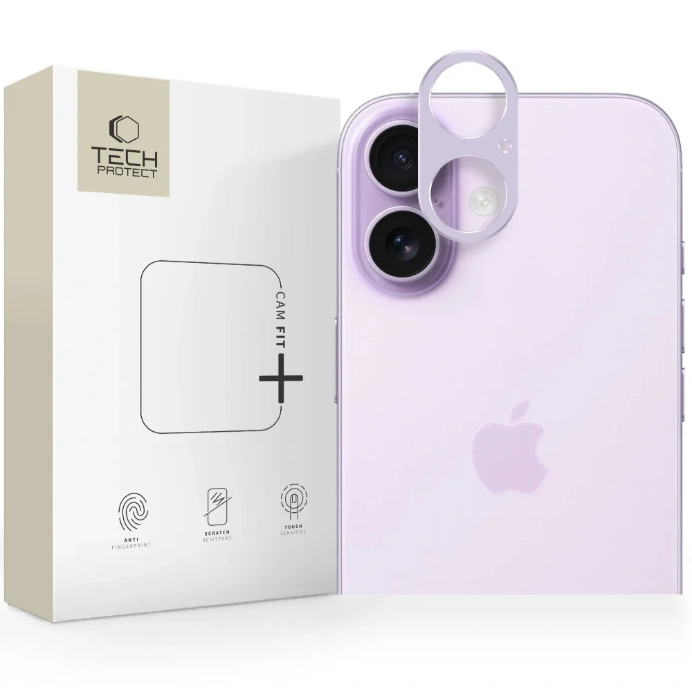 Tech-Protect CamAlloy Fit ochranné sklo na kameru na iPhone 17, fialové é