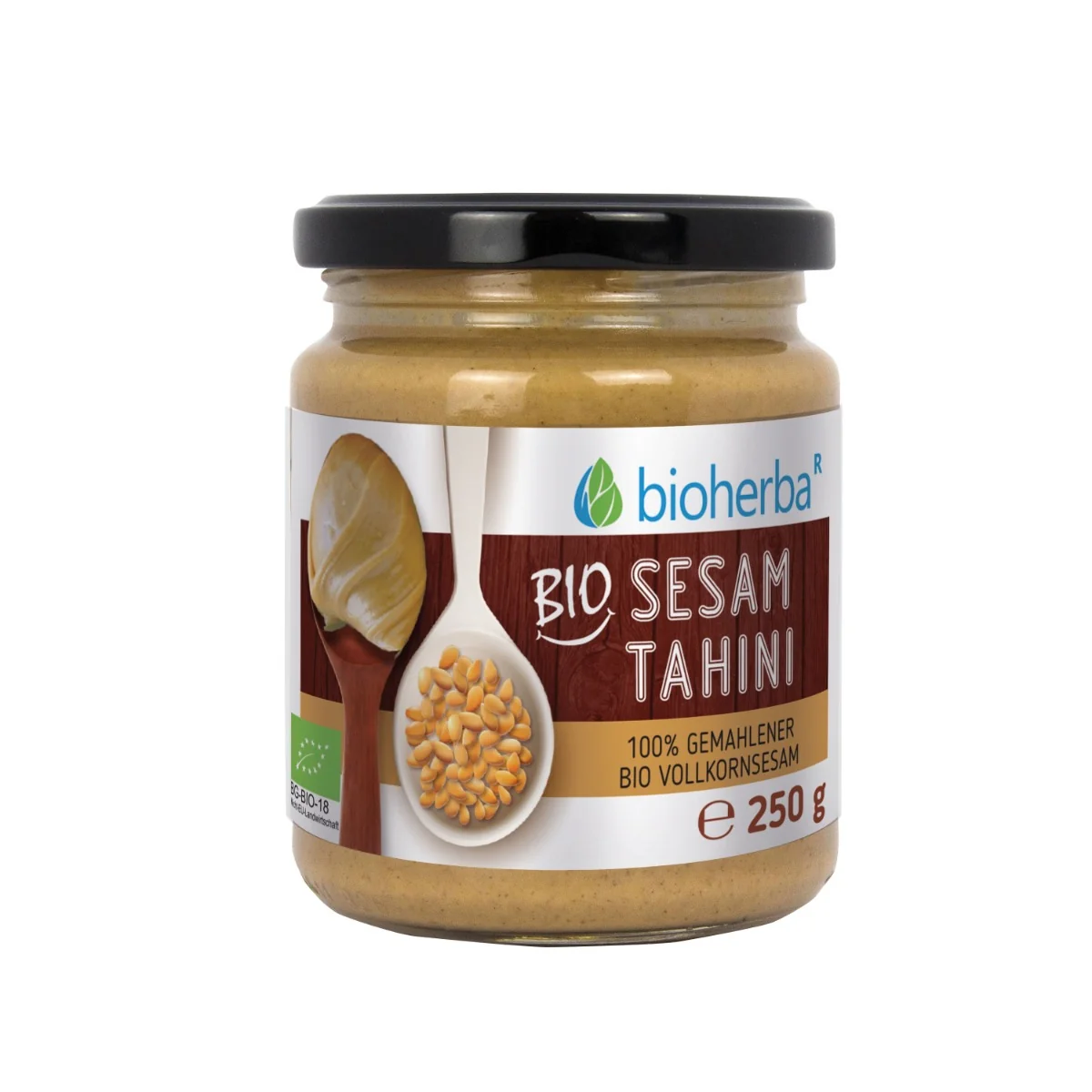 100 % sezamové tahini z mletého celozrnného sezamu – 250 g – Bioherba