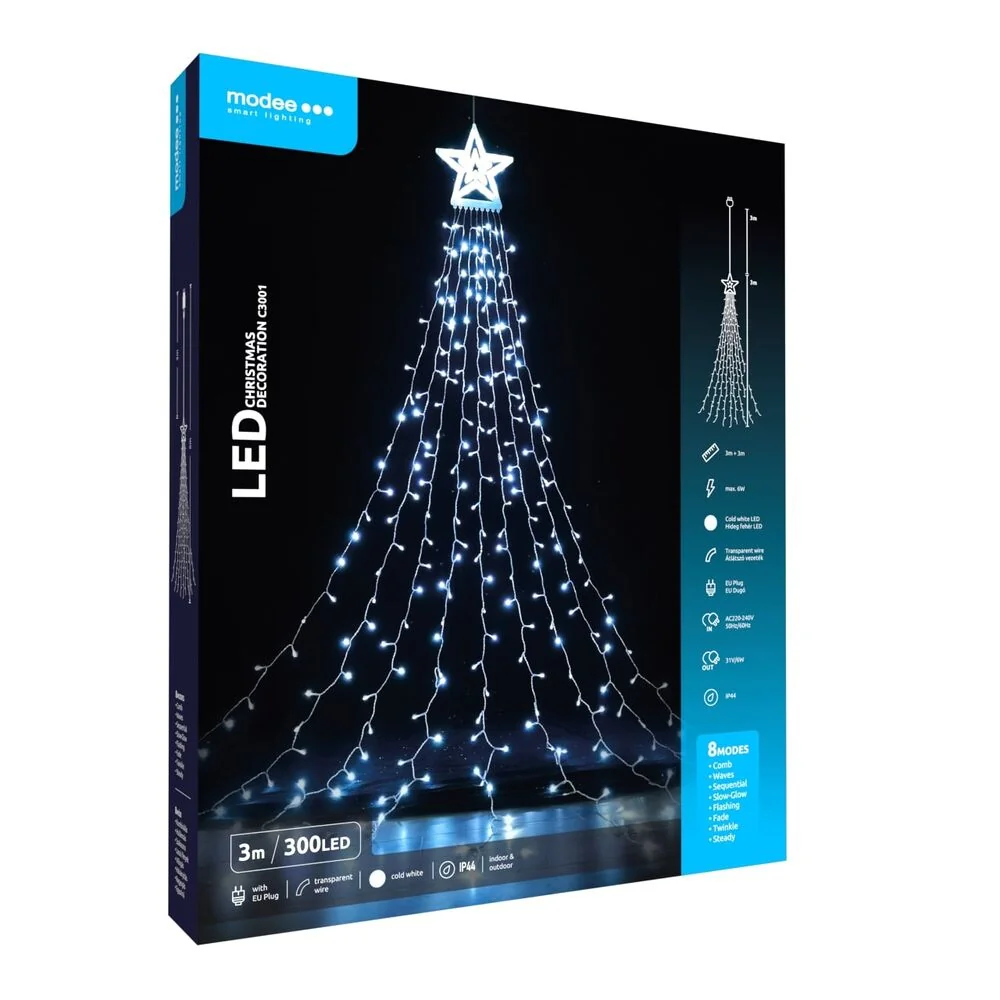 Modee Lighting LED dekorácia 300 LED 3m studená biela