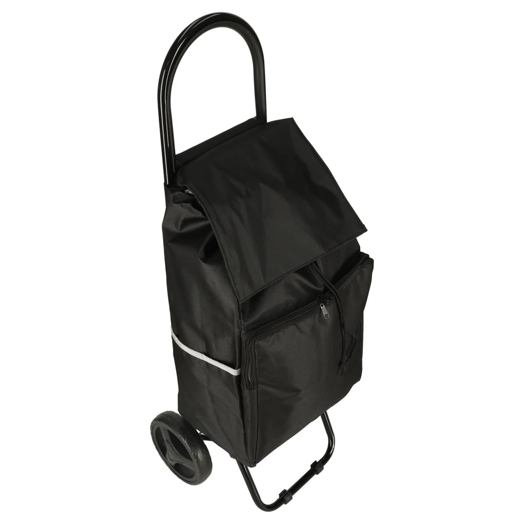 Nákupný vozík na kolieskach 95 cm čierny s termo vreckom 34 l 30 kg