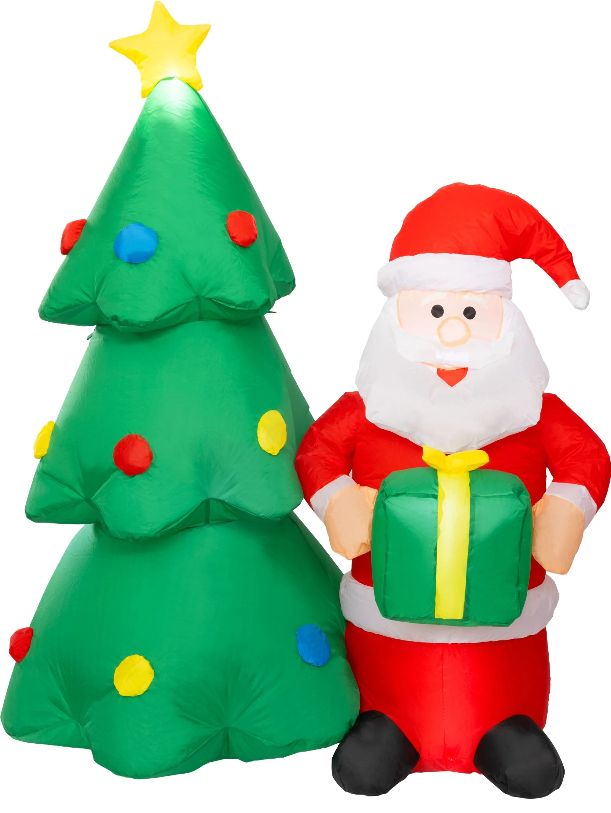 MagicHome nafukovací vianočný LED Santa so stromčekom, 1 ks 12 LED, IP44, 75x113x148 cm