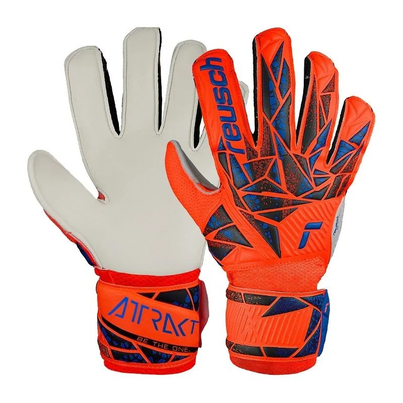 Reusch Attrakt Solid Junior Detské brankárske rukavice, bielo/modro/oranžové, veľ. 5