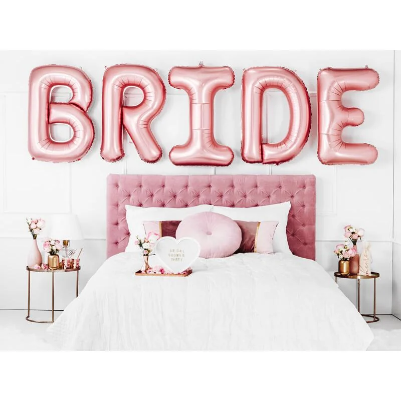 PartyDeco Balónovy banner Bride ružovo-zlatý 280cm