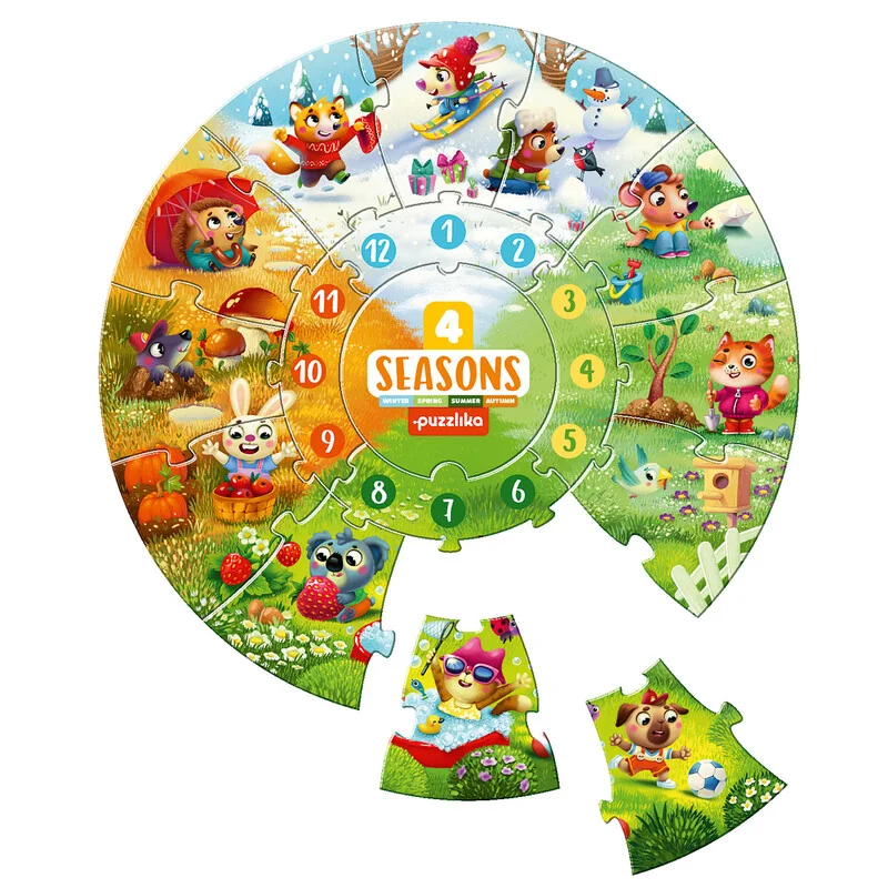 PUZZLIKA - 15238 Štyri ročné doby - náučné puzzle 17 dielikov
