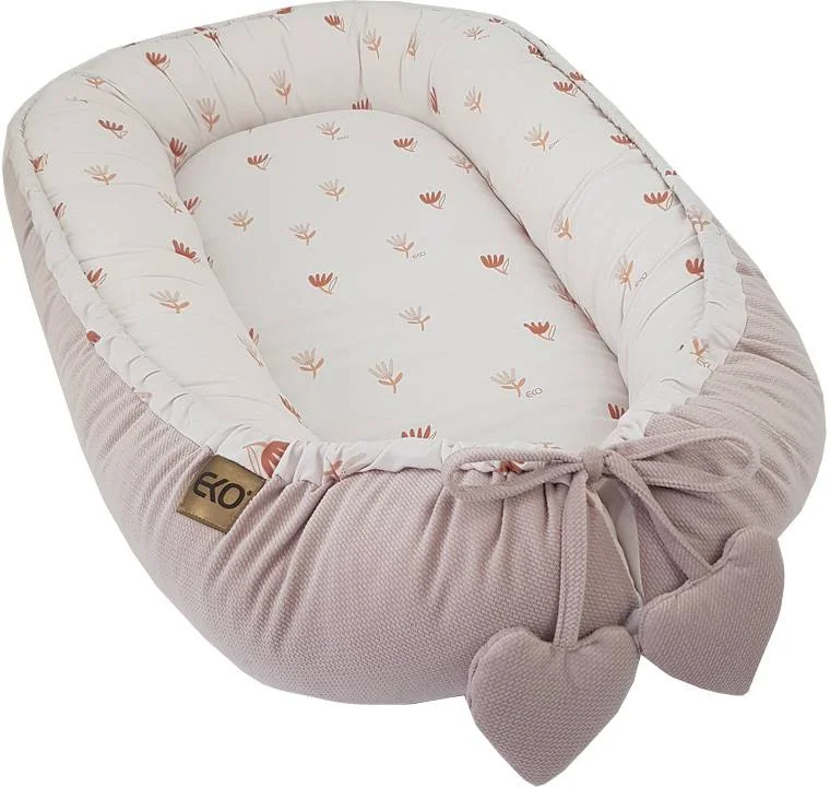 EKO Hniezdo pre bábätko bavlnené velvet Beige Meadow 90x60cm 1×1 ks, hniezdo pre bábätko