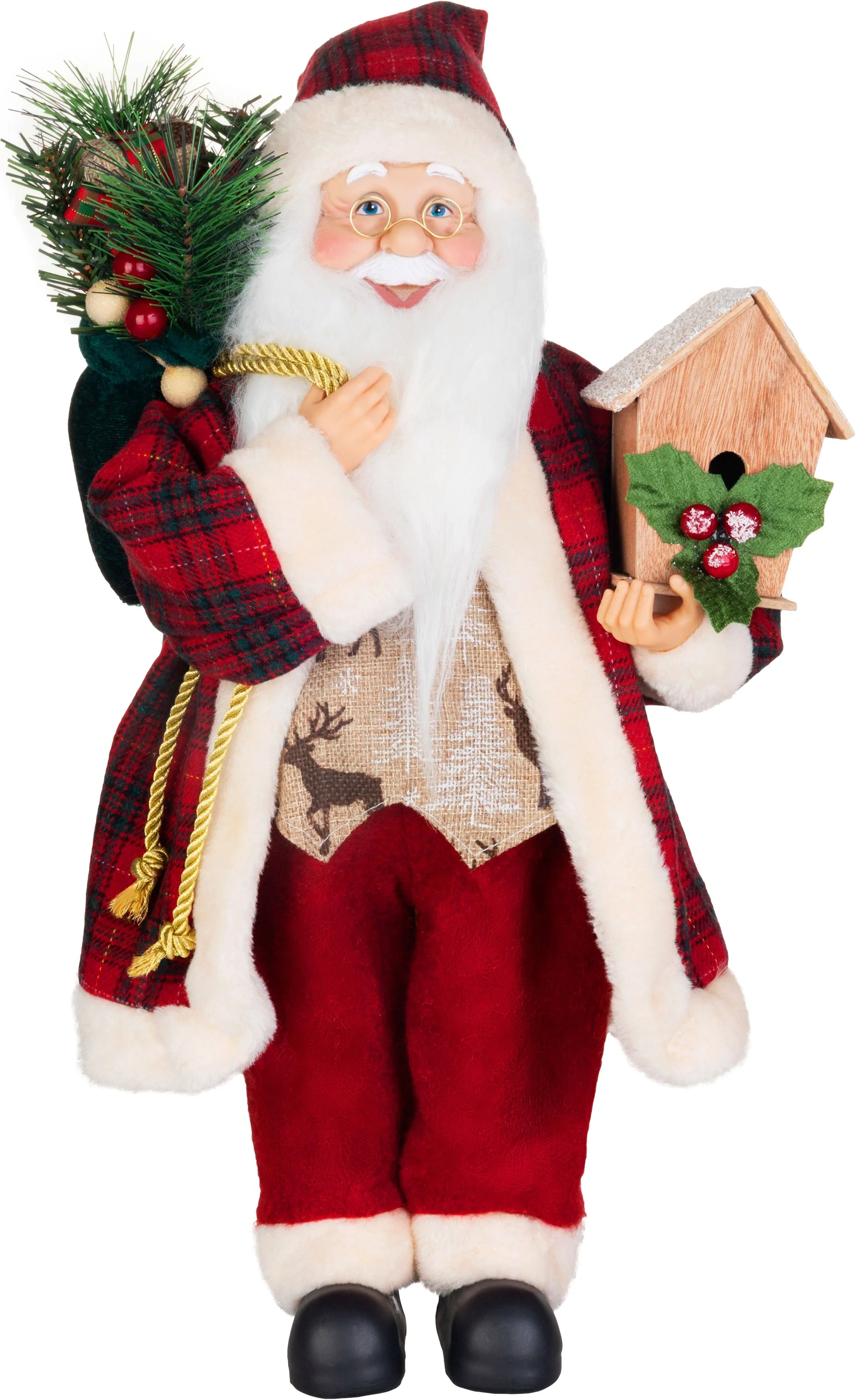 MagicHome vianočný Santa, 1 ks Textil, červený, 16x26x45 cm