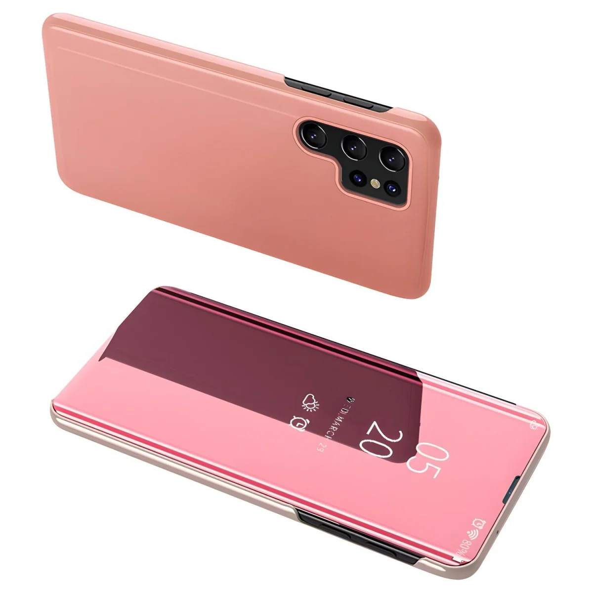 MG Clear View knižkové puzdro na Samsung Galaxy S23 Ultra, ružové Originálne flipové puzd