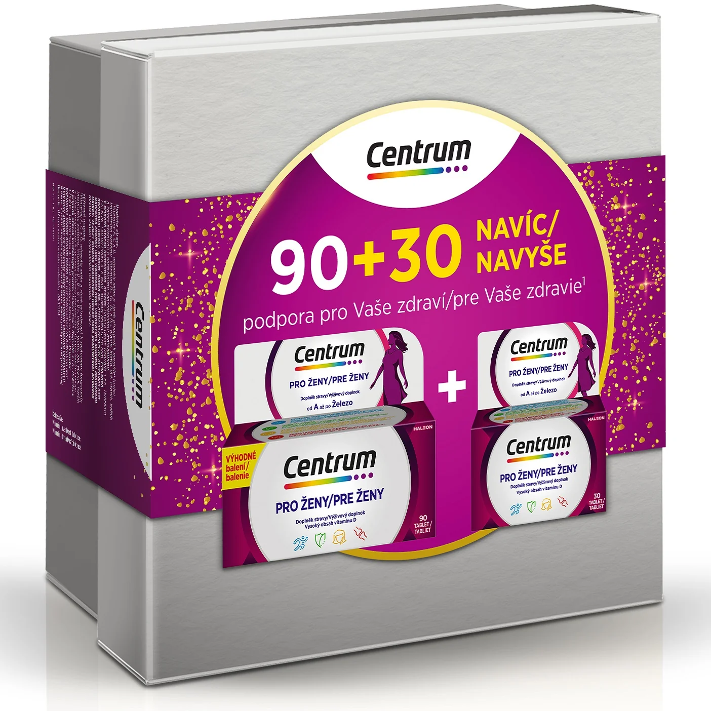 CENTRUM pre ženy multivitamín, darčekové balenie 1×90+30 tbl, výživový doplnok