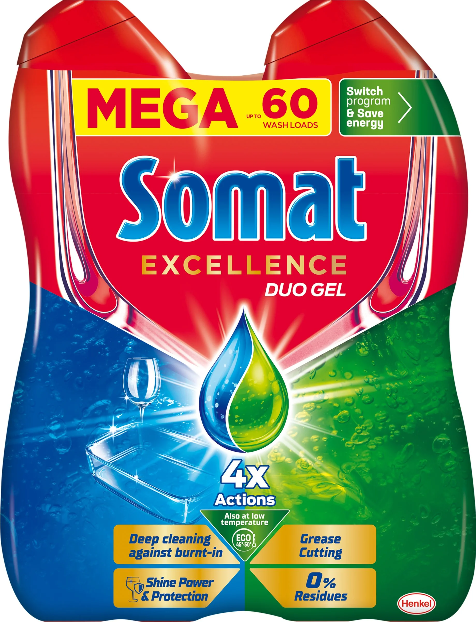 Somat Excellence Duo gél do umývačky riadu 60 dávok 1×1 ks, duo gél do umývačky