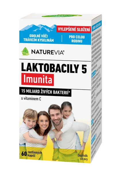 NATUREVIA LAKTOBACILY "5" Imunita s vitamínom C (60 cps) 1×60 cps, výživový doplnok