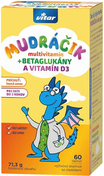VITAR MUDráčik multivitamín s rakytníkom 1×60 tbl, príchuť lesná zmes