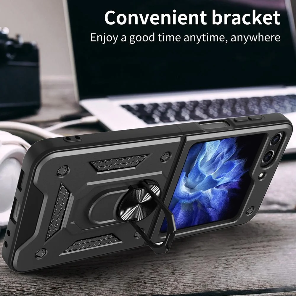 Pancierové puzdro pre Samsung Galaxy Z Flip5 - Ružová Puzdro Hybrid Armor Camshield