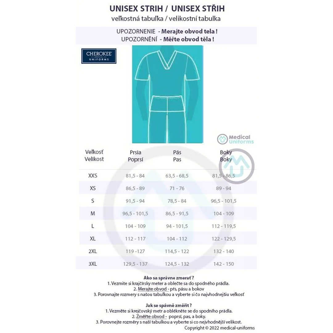 Unisexová blúza "V" výstrih - námornícka modrá 2XL