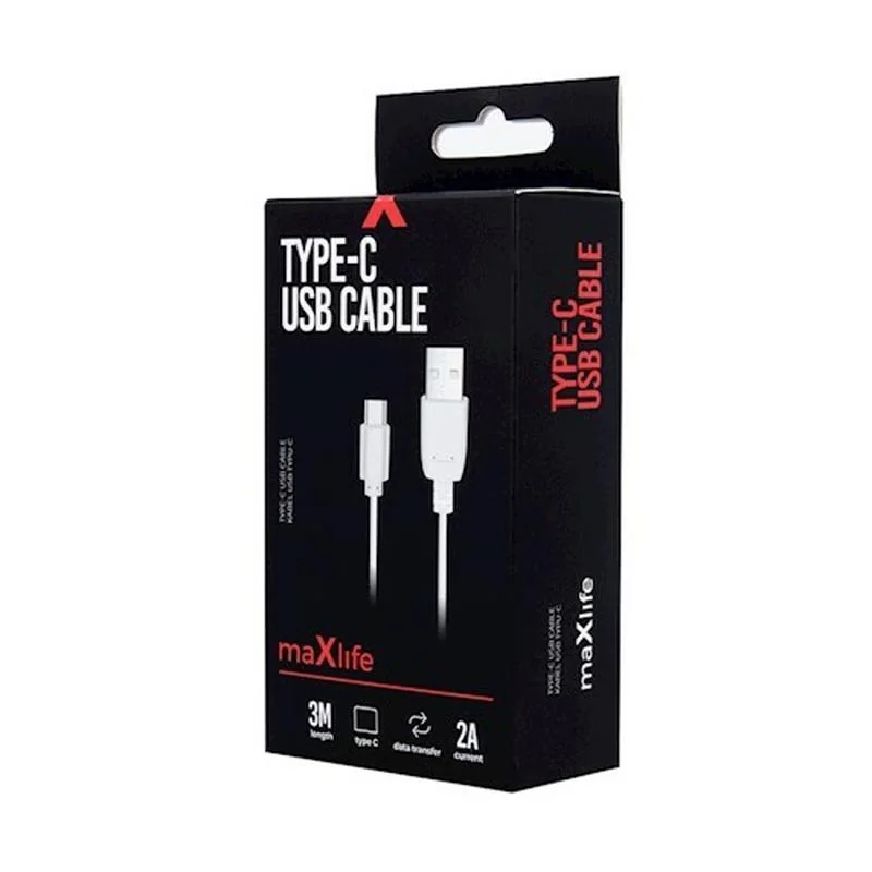 Maxlife Typ-C nabíjací kábel 2A 3m, biely
