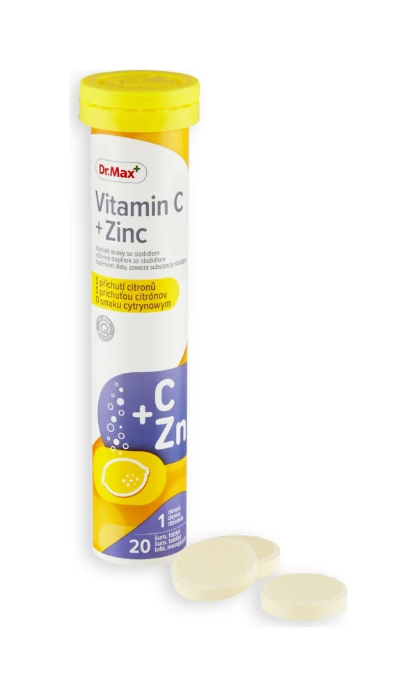 Dr. Max Vitamín C 500 mg + Zinok 1×20 tbl, šumivé tablety