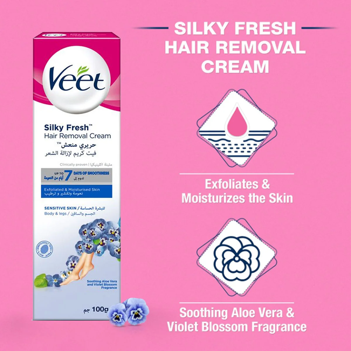 VEET depilačný krém 100ml – citlivá pokožka depilačný krém, 1x100ml