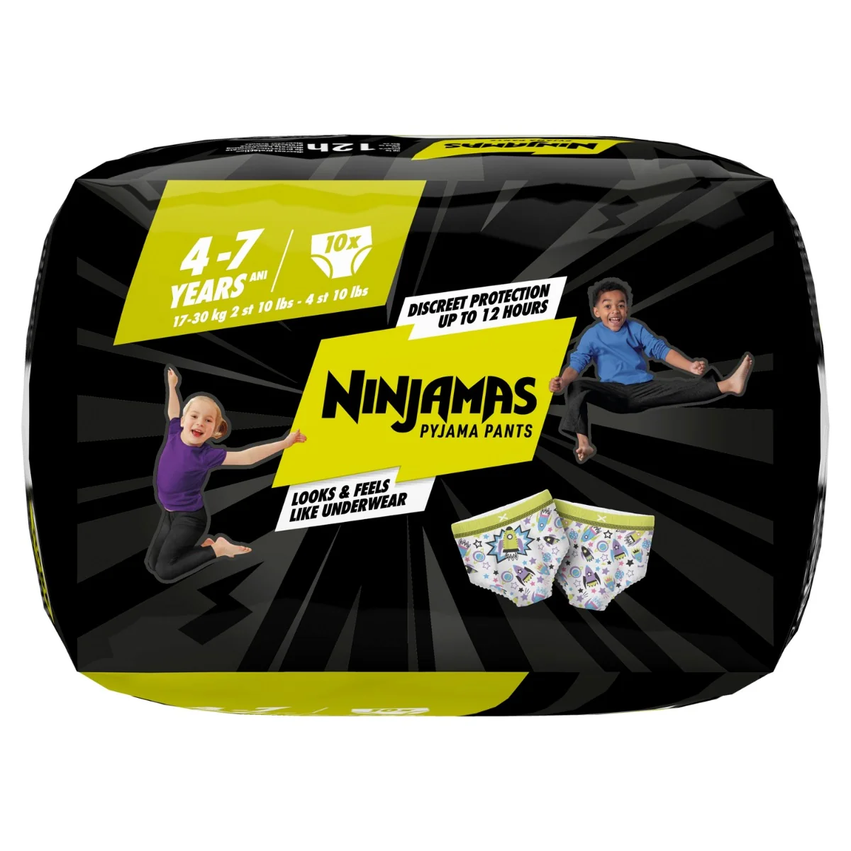 Ninjamas Pyžamové nohavičky Vesmírne lode, 10 Pyžamových Nohavičiek, 7 Rokov, 17kg-30kg 1×10 ks, plienkové nohavičky