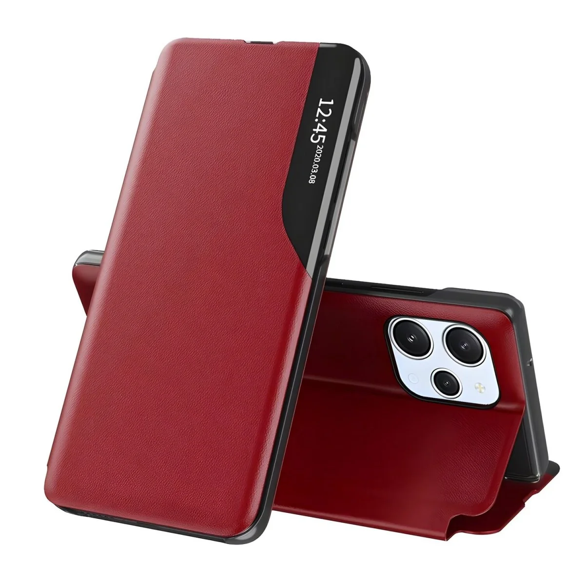 Elegantné knižkové puzdro pre Xiaomi Redmi 12 4G/Redmi 12 5G - Červená Zabudovaný stojan