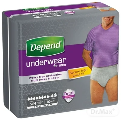 DEPEND MAXIMUM S/M pre mužov 1×10 ks, naťahovacie nohavičky, obvod bokov 95-130 cm
