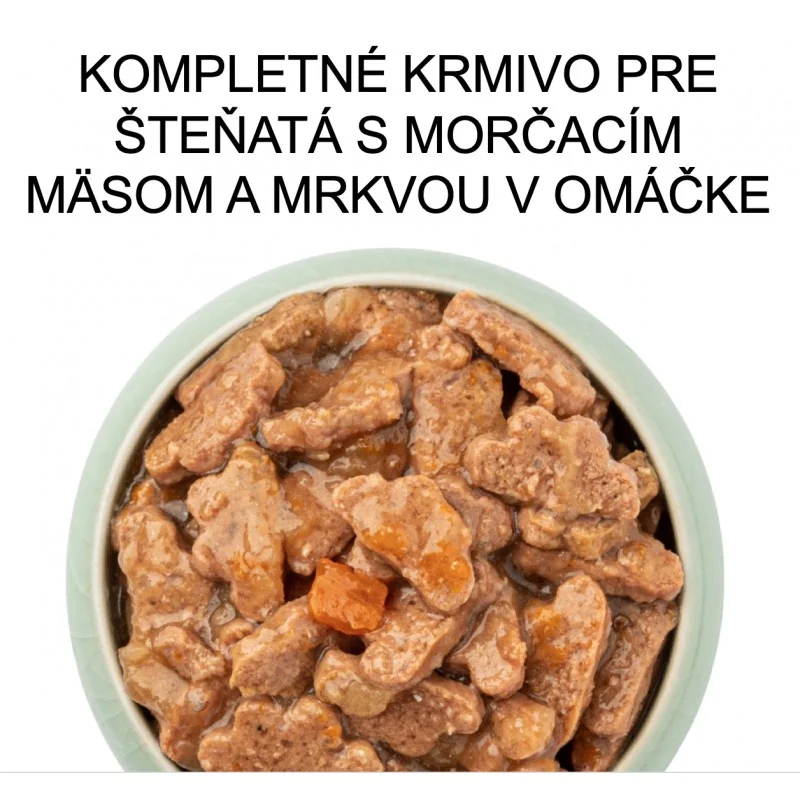 OPTIMEAL™ Superpremium. SEN 3+1 Pre šteňatá s morčacím mäsom a mrkvou v omáčke 4 x 100 g (0813)