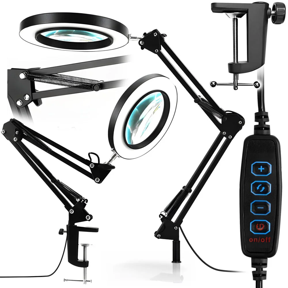 MG FX310 LED stolná lampa s lupou, čierna
