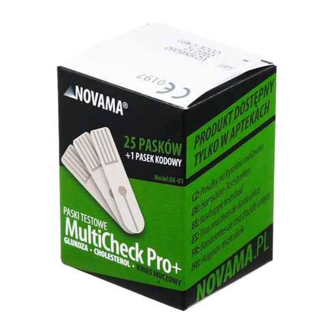 NOVAMA MultiCheck Pro+ prúžky na kyselinu močovú 25 ks