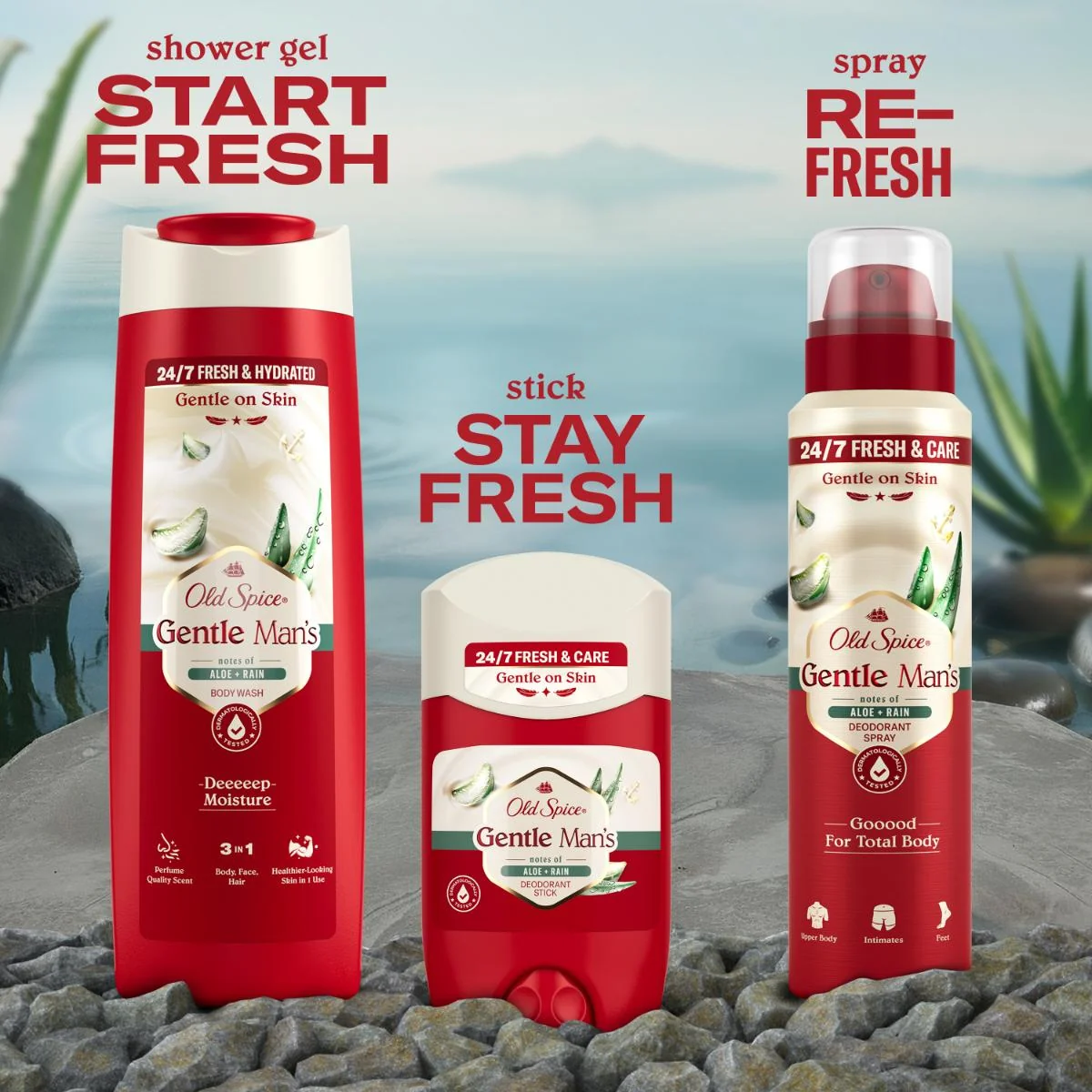 Old Spice Gentle Man's Aloe + Rain tuhý dezodorant 50 ml