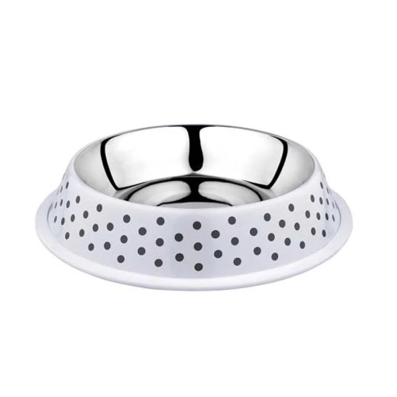 DUVO+ Protišmyková nerezová miska pre psov s dekoratívnymi bodkami 2100ml 32,3x32,3x6,1cm XL
