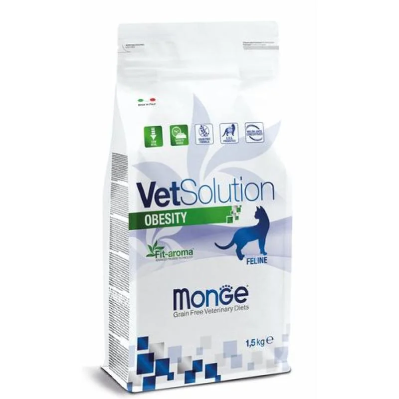 MONGE VetSolution Cat Obesity 1,5kg diétne suché krmivo na zníženie nadváhy u mačiek