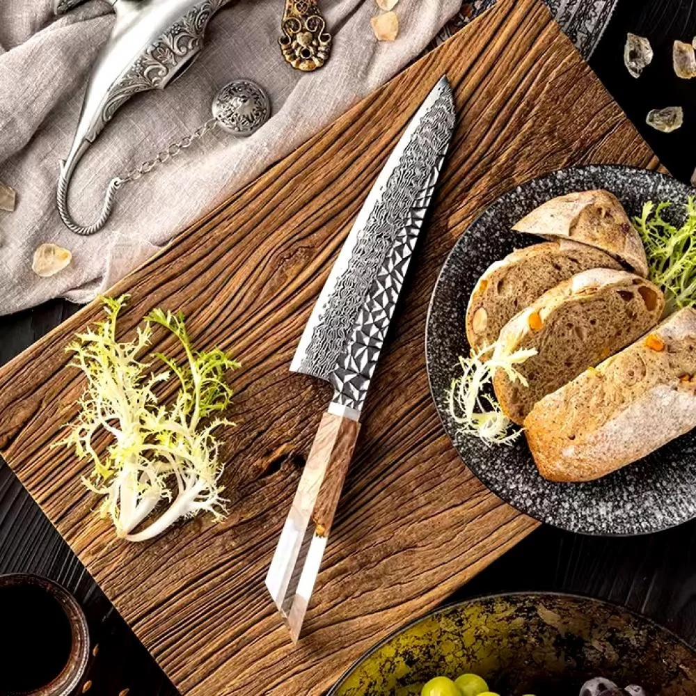 Damaškový kuchynský nôž Nariko-Hnedá 1ks nôž, Chef-35cm