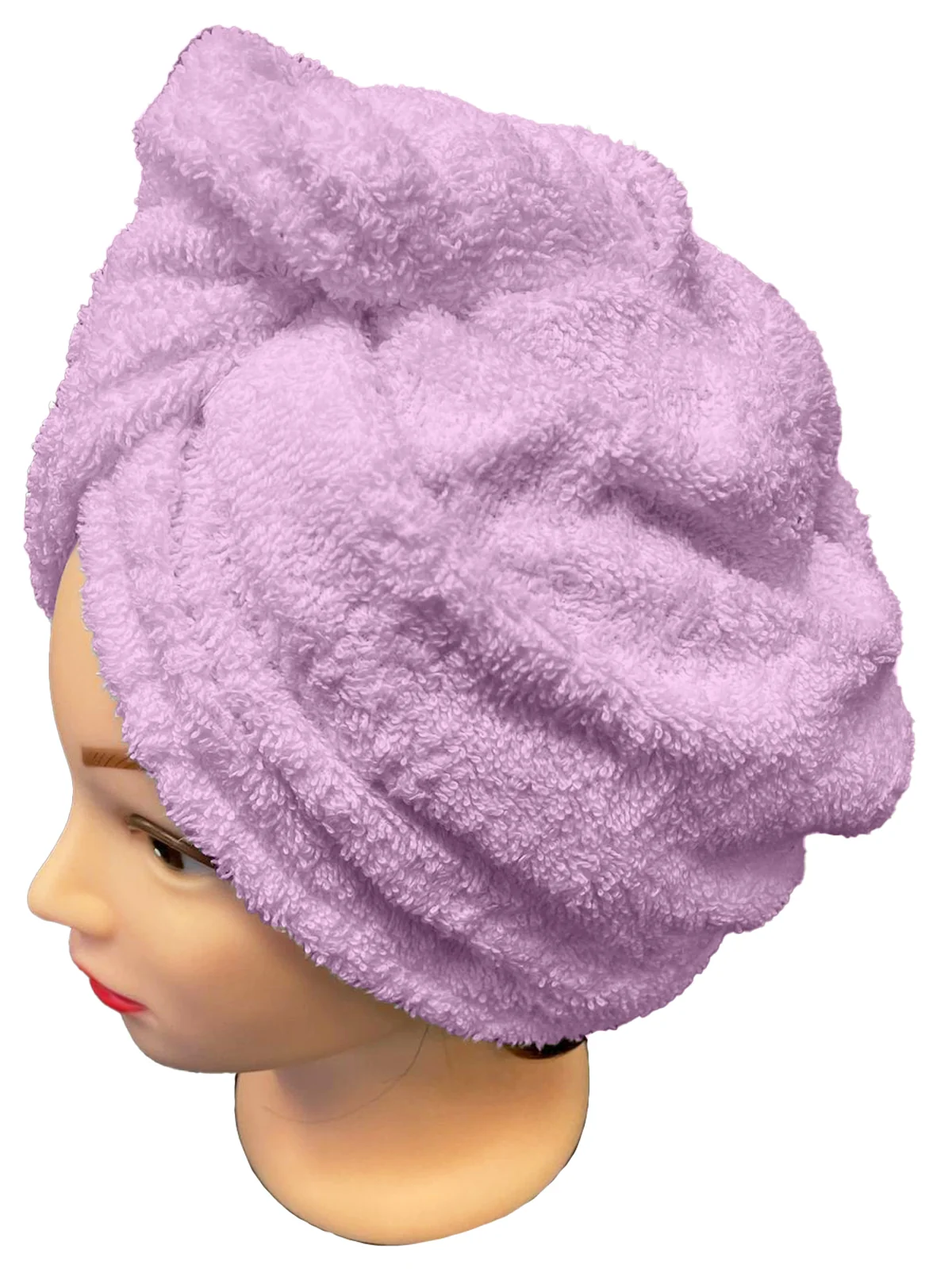 Rýchloschnúci froté turban na vlasy, fialový lila