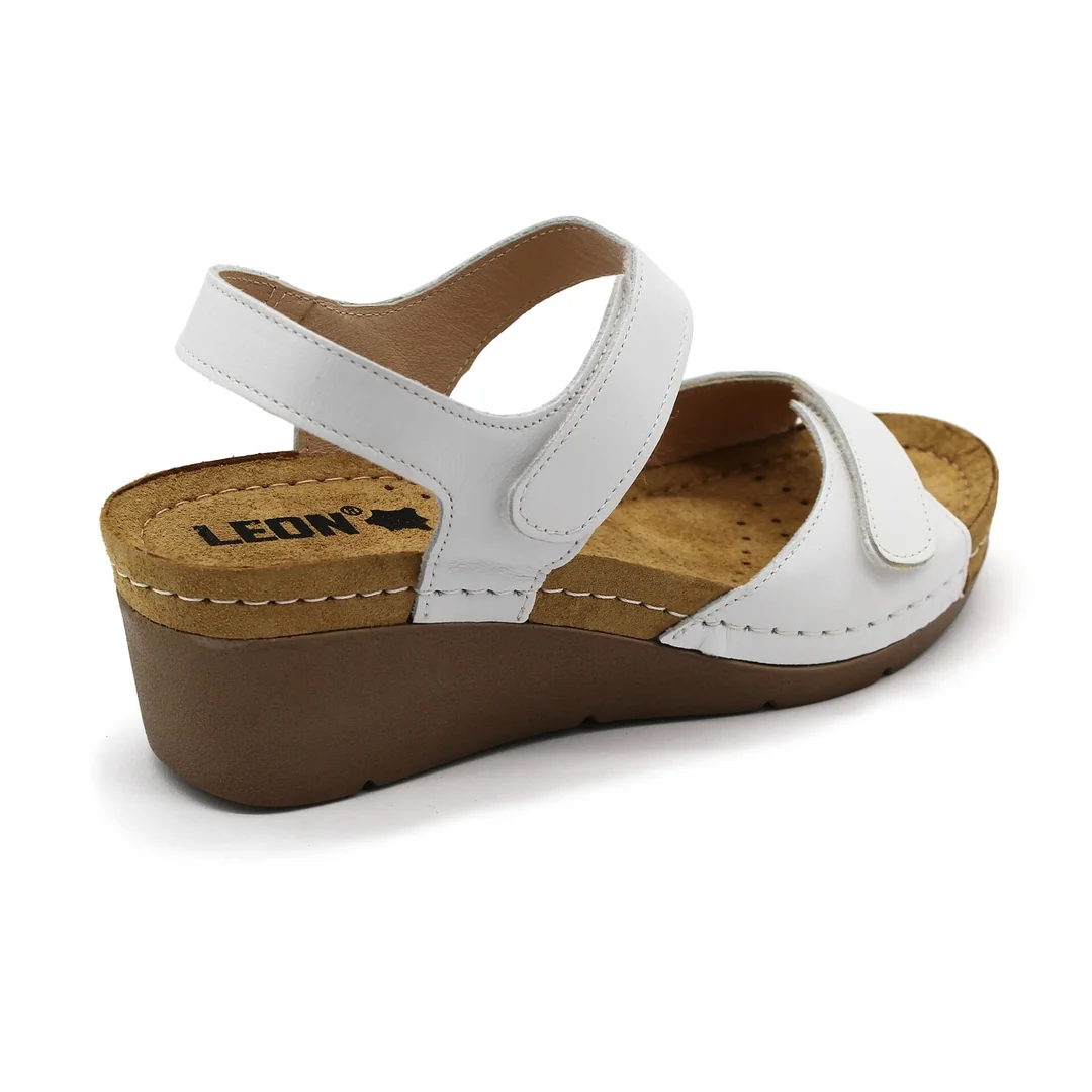 1041 Zdravotné celokožené sandále na platforme 37 - 24cm, biela, 6,5 cm