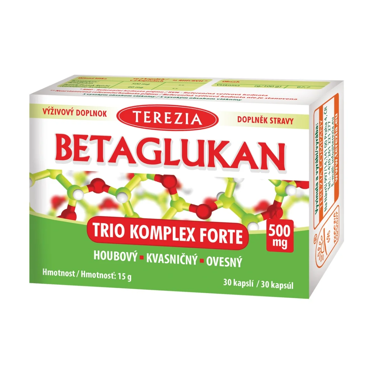 TEREZIA BETAGLUKAN TRIO KOMPLEX FORTE 1×30 cps, výživový doplnok