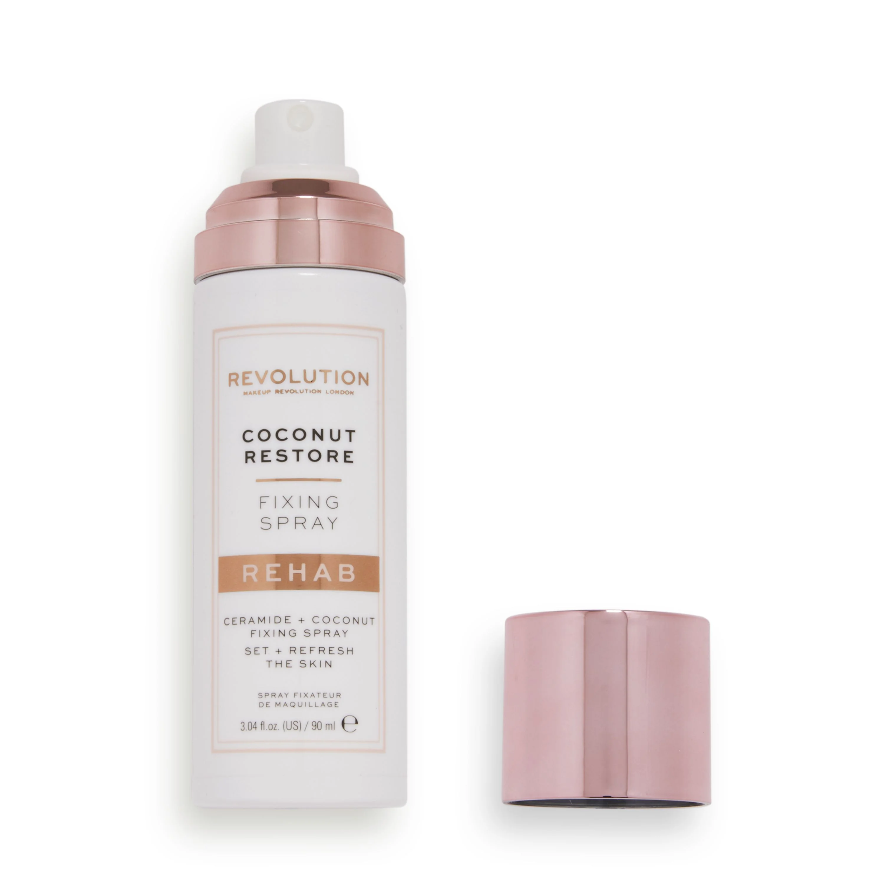 Revolution Rehab Coconut Restore fixačný sprej na makeup 1×90 ml, fixačný sprej na make-up