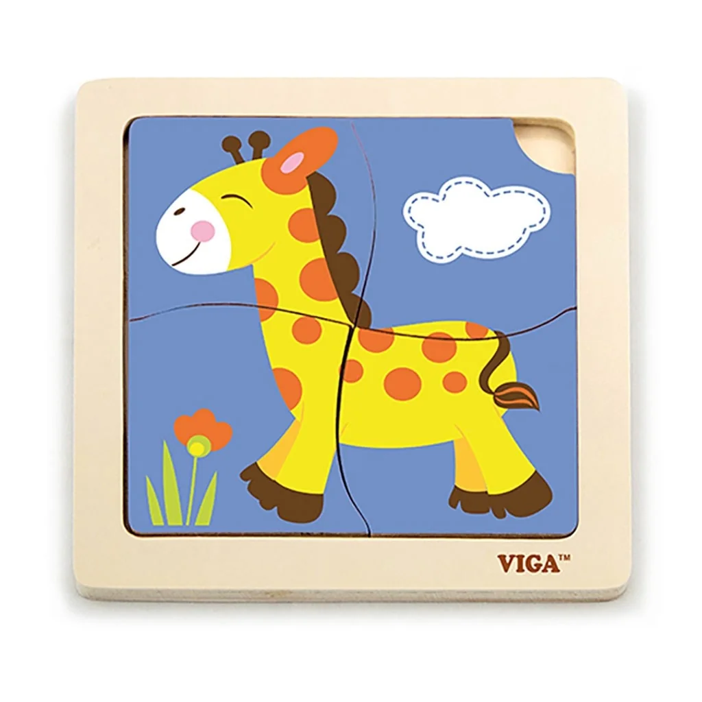 Drevené puzzle pre najmenších Viga 4 ks Žirafa , 20C48576