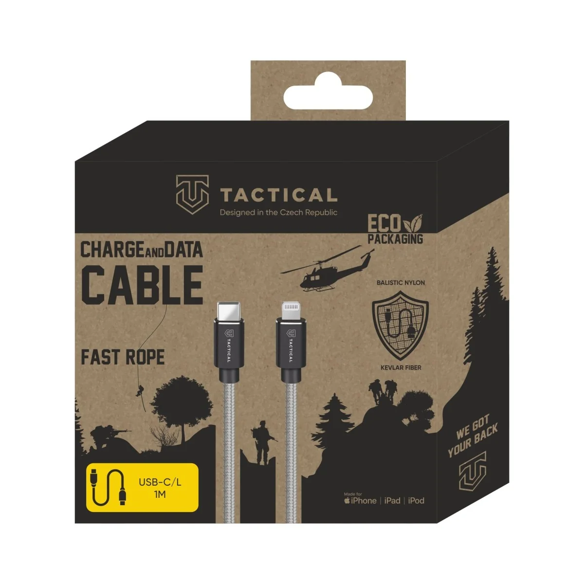 Extra pevný kábel USB-C/Lighting MFI 1m - Sivá 1 x 1m, MFi certifikácia