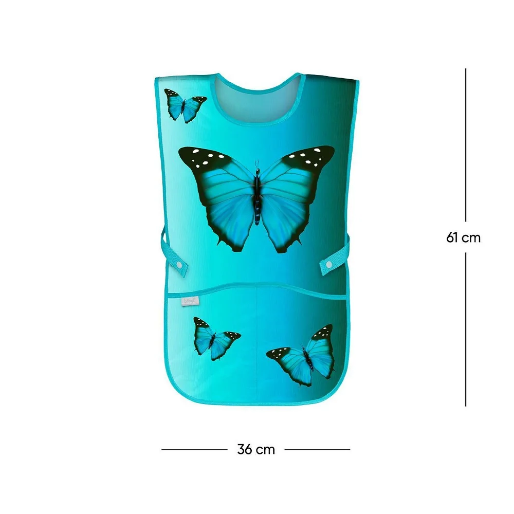 Detská zástera s motýľmi Butterfly GRS Recyklovaná, modrá