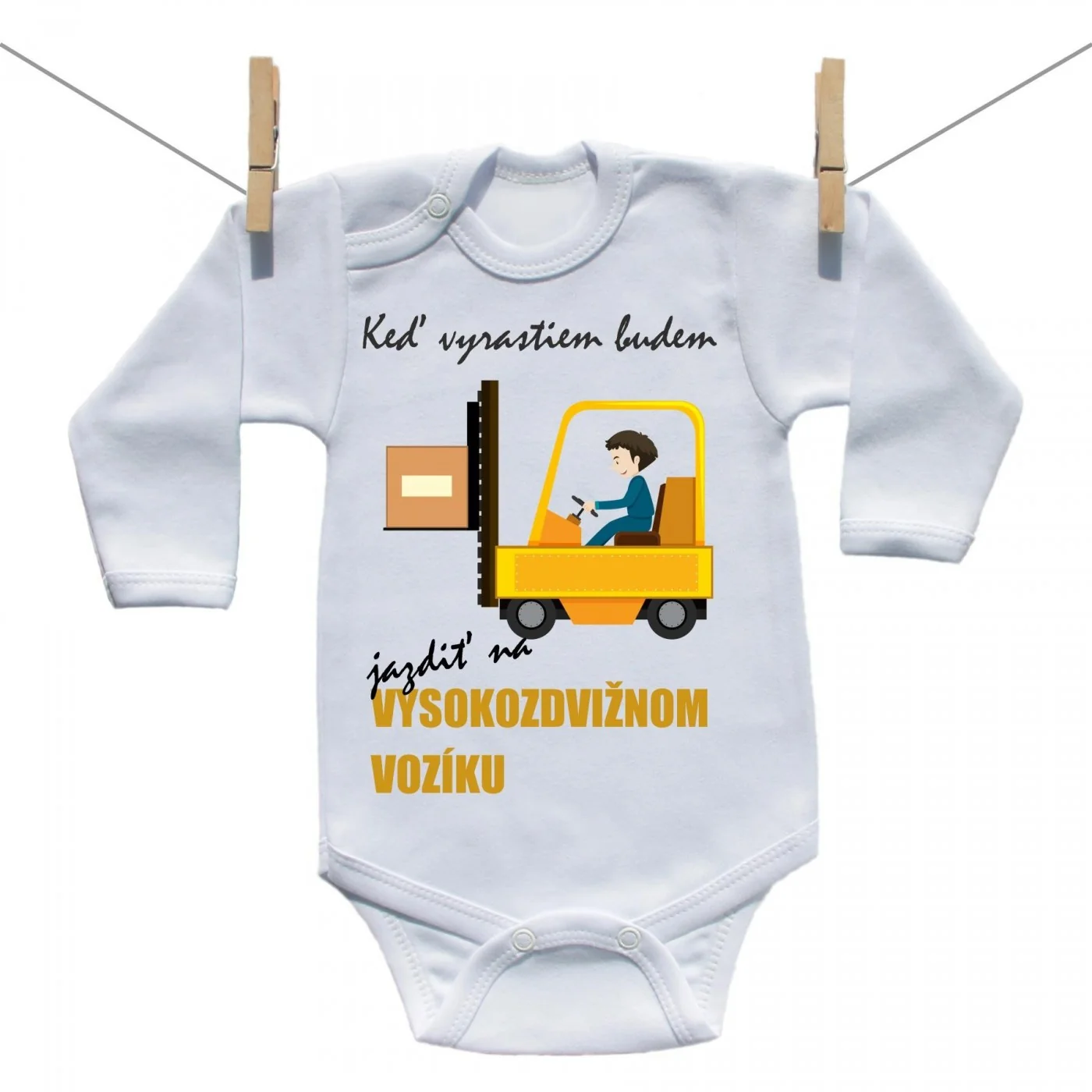 Boodyy Body s dlhým rukávom Keď vyrastiem budem jazdiť na vysokozdvižnom vozíku Veľkosť: 80