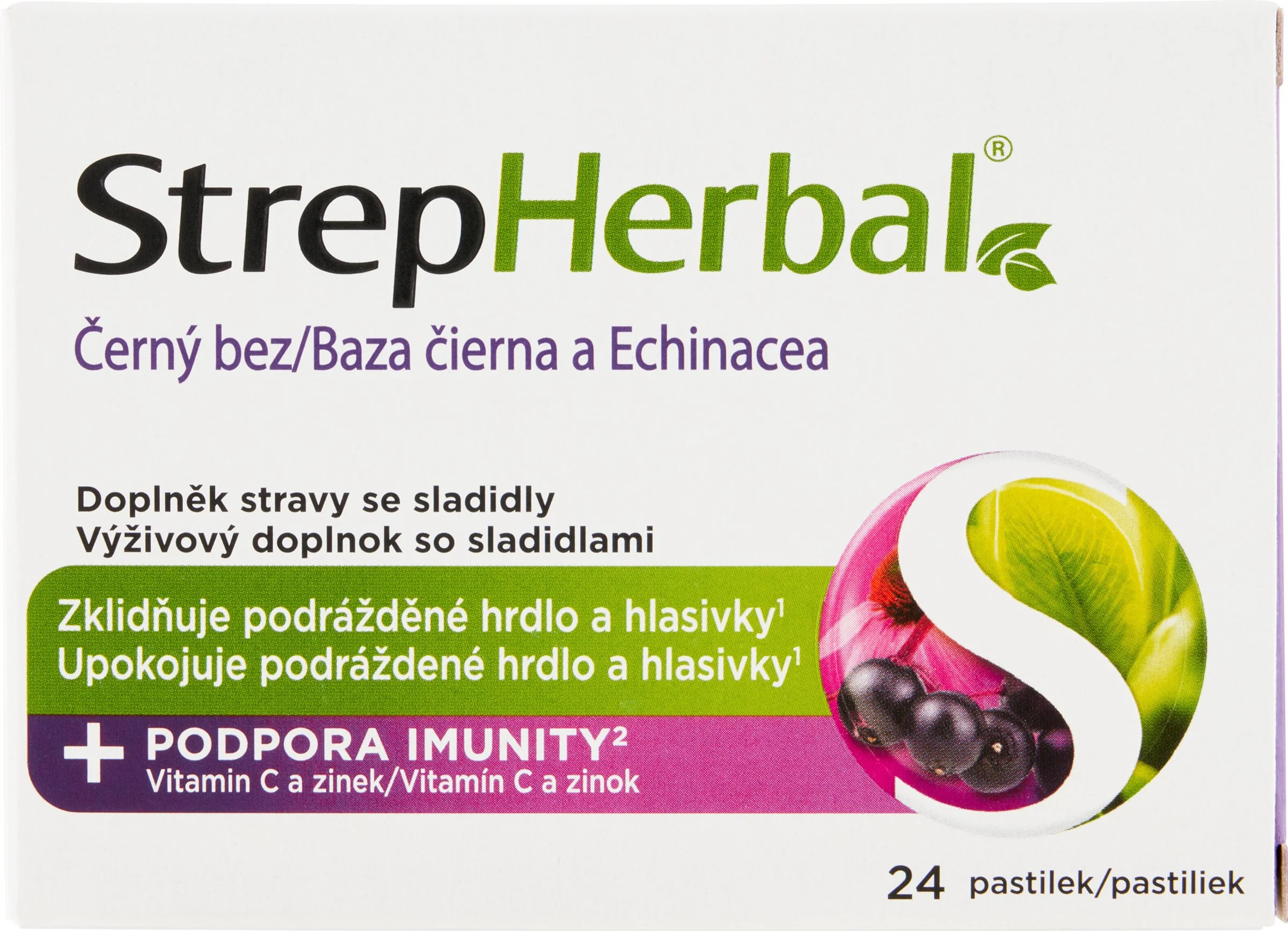 StrepHerbal Baza čierna a Echinacea 1×24 ks, výživový doplnok