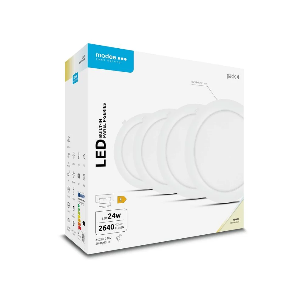 Modee LED panel podhľadový 24W 4000K biely 2640 lumenov 4ks