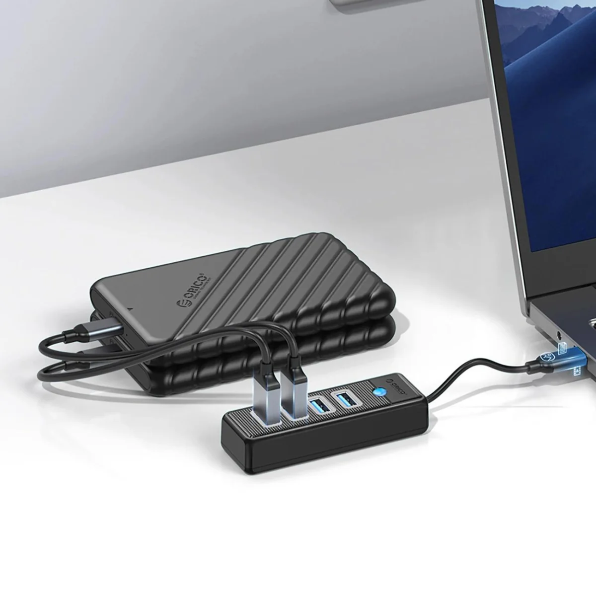 Orico PW4U-C3 HUB adaptér USB-C- 4x USB 3.0, čierny