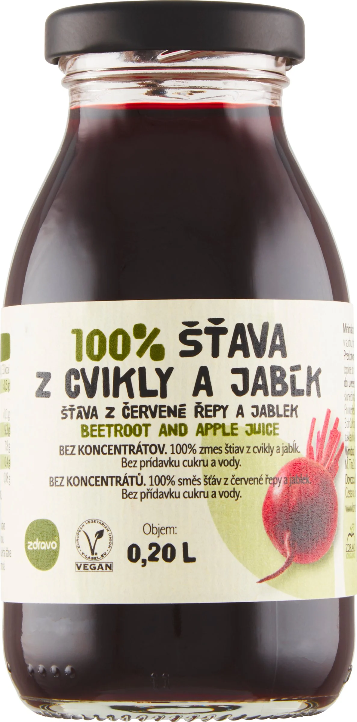 Zdravo 100% Cviklovo-jablková šťava 1×200 ml, zmes štiav