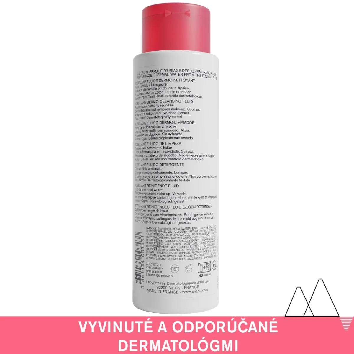 URIAGE ROSÉLIANE Dermo-Cleansing Fluid, 250ml 1×250 ml, čistaci fluid pre citlivú pleť so začervenaním