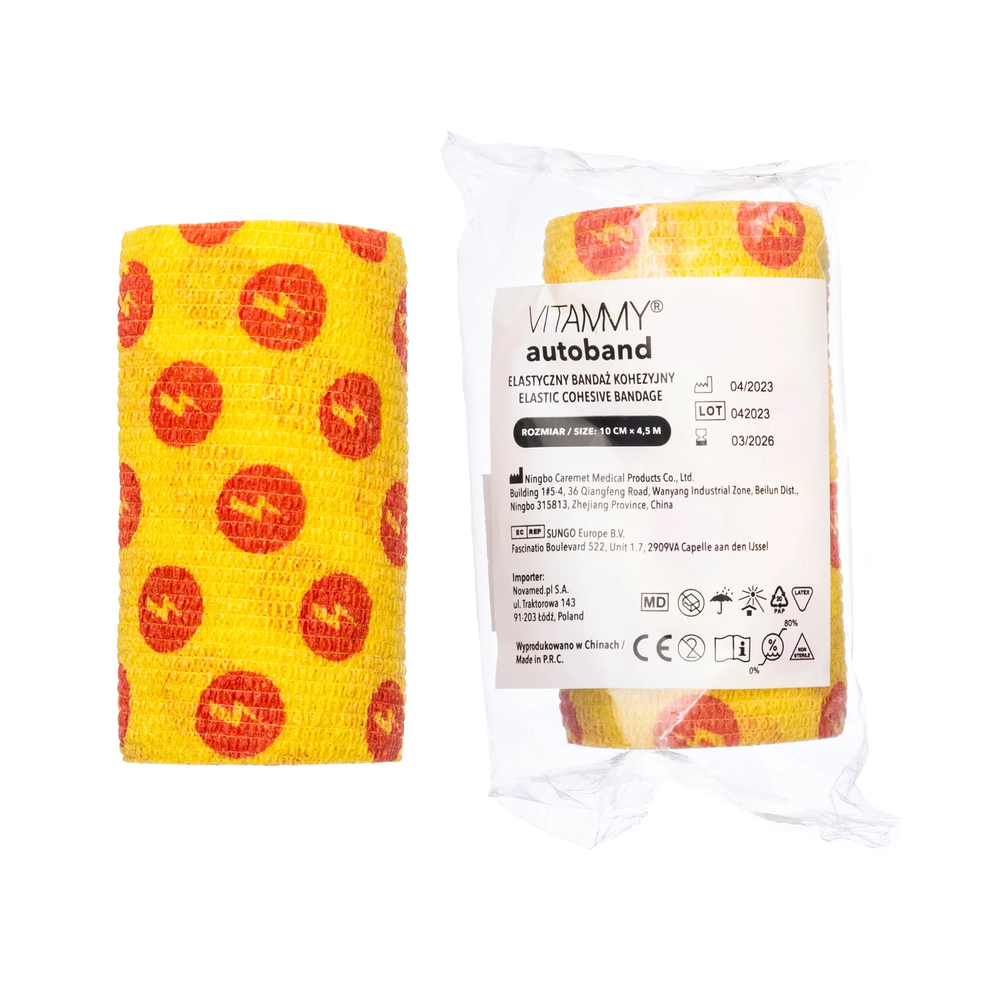 VITAMMY Autoband samolepiaca bandáž žltá s potlačou blesku 10 cm x 450 cm