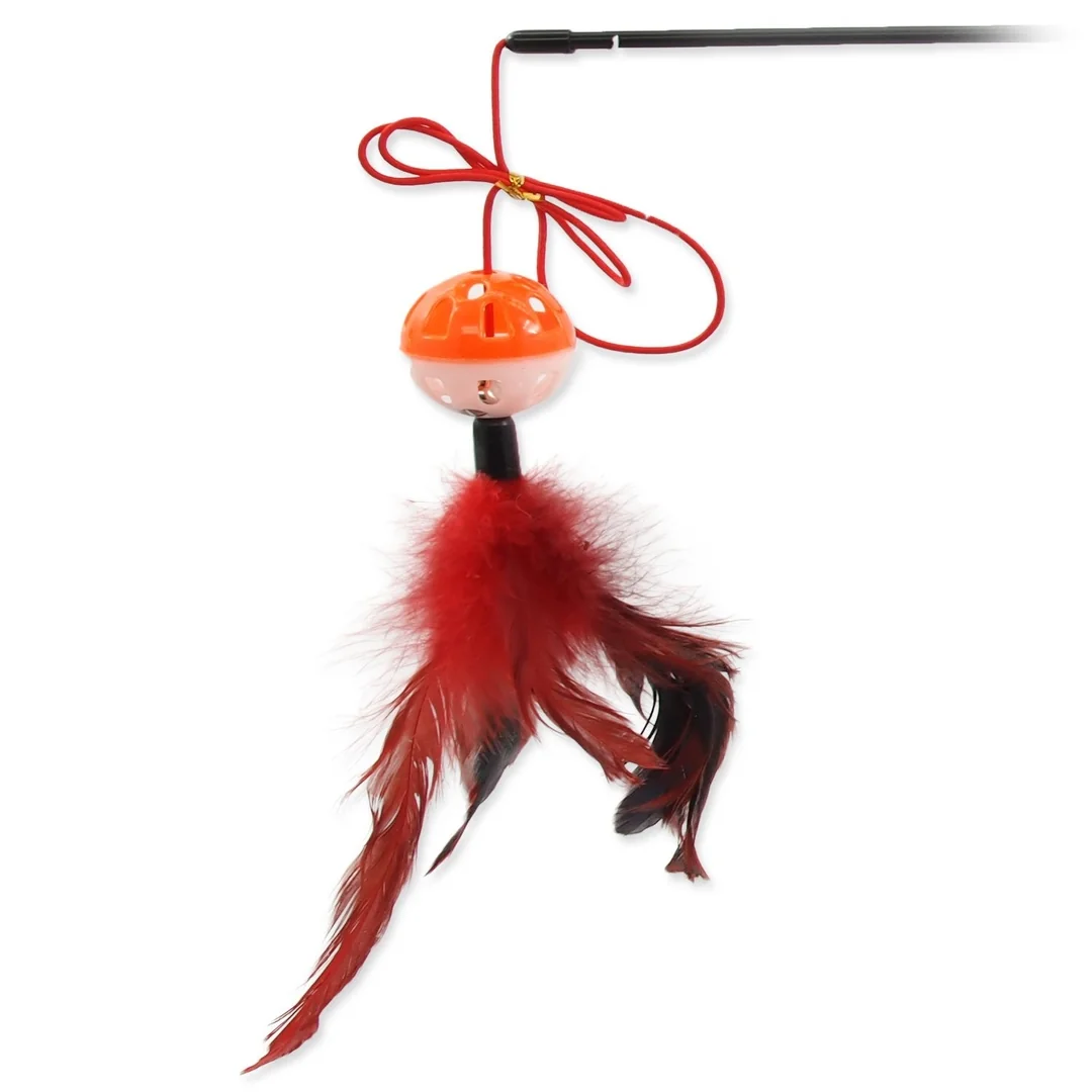 Hračka Magic Cat prút loptička plast s pierkami 22cm+50cm 24ks