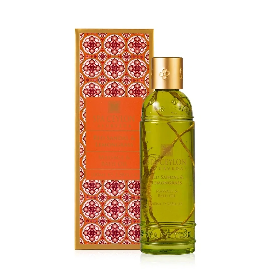 Masážny a kúpeľový olej Red Sandal & Lemongrass 100 ml, červené