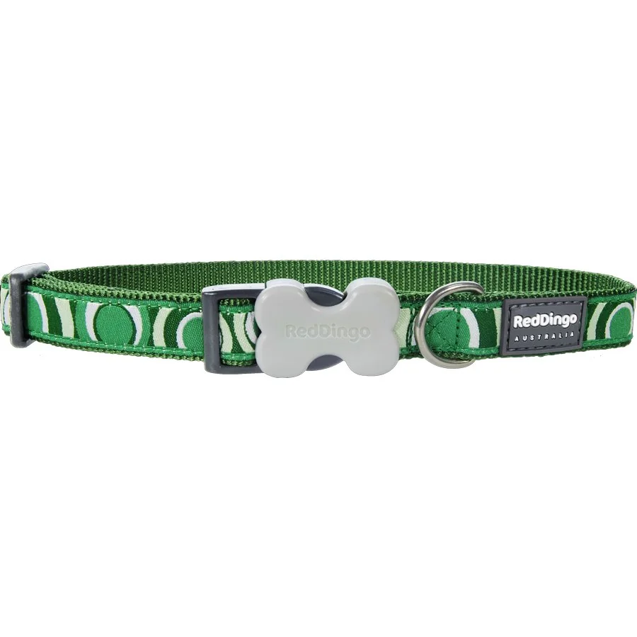 Nylonový obojok Red dingo circadelic zelený, Veľkosť: M