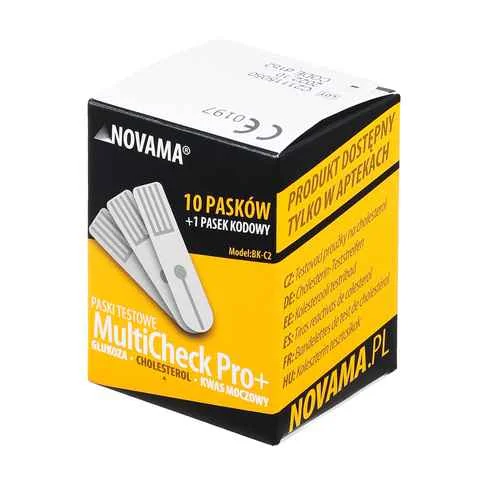 Novama Multicheck Pro +, Testovacie Prúžky Na Cholesterol 1×10 ks, testovacie prúžky