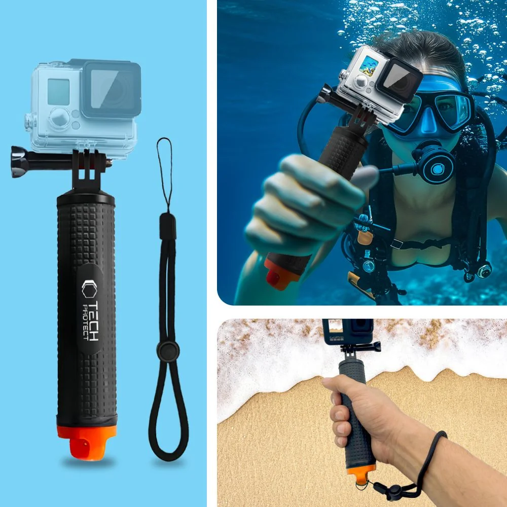 Tech-Protect GA100 vodeodolný držiak pre športové kamery GoPro / DJI, čierny čierny